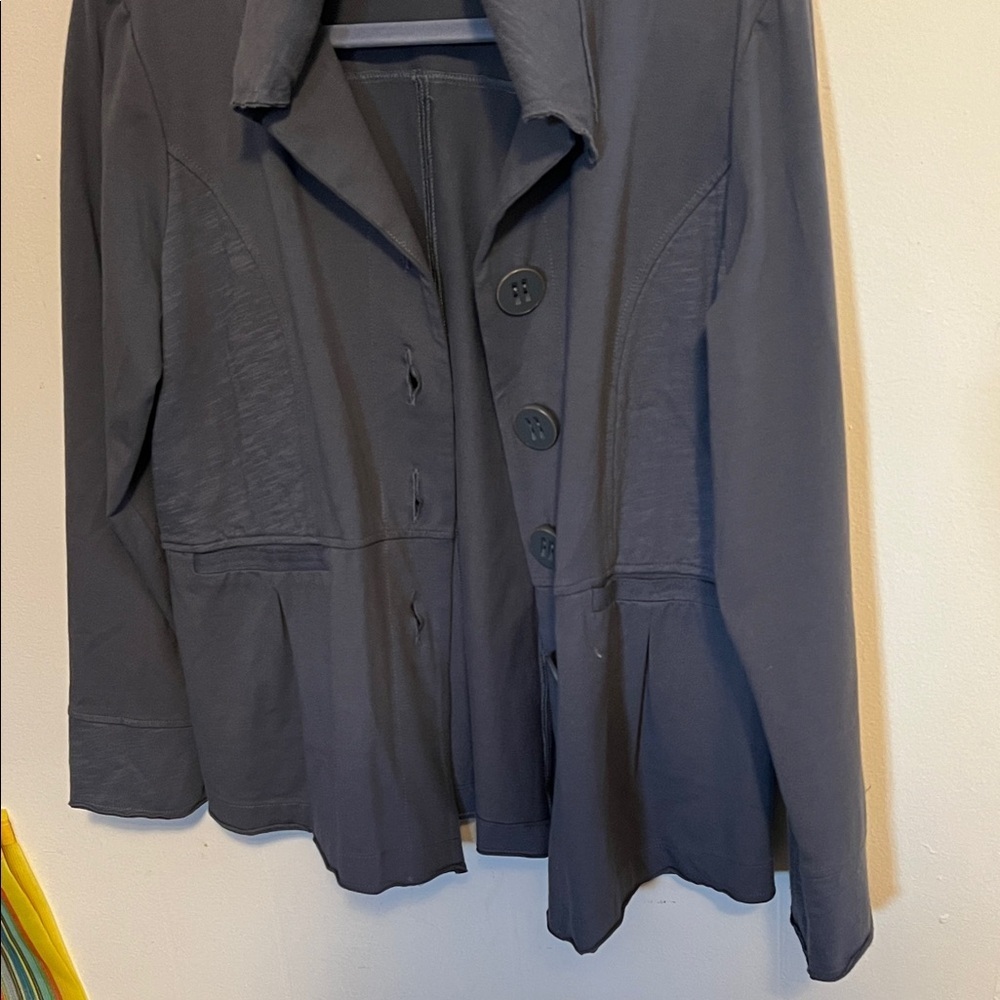 Habitat Slub knit peplum Charcoal Button-Up Jacket - Picture 4 of 5